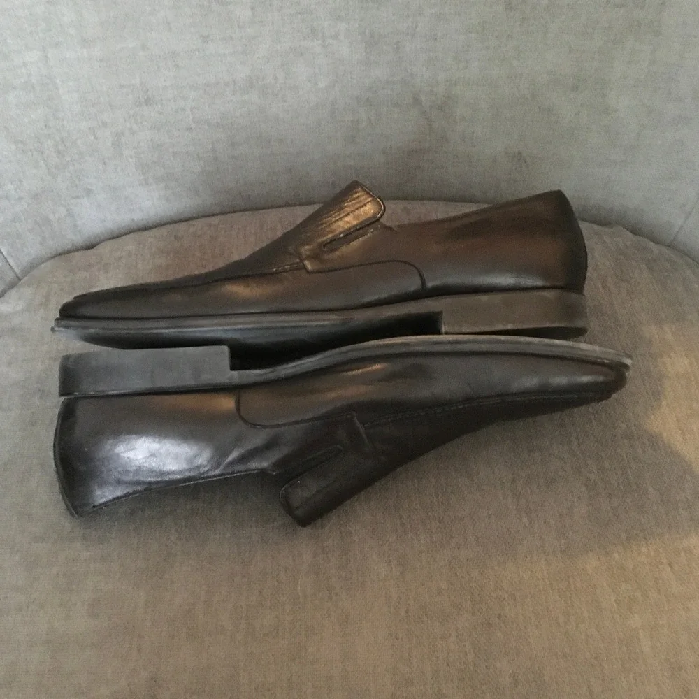 Bruno Magli Raging Black Leather Slip‎ On Square Toe Loafers Size 15